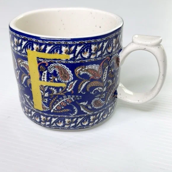 Anthropologie Blockprint - Blue and Yellow Paisley Mug - Picture 6 of 8